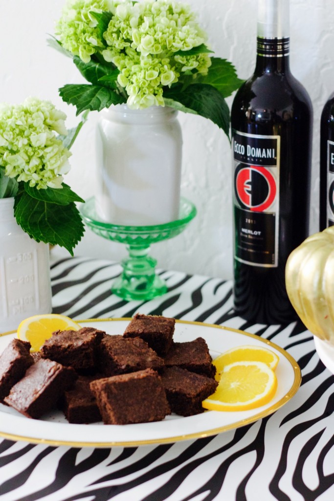 betty crocker mix brownie square served with hot mulled wine