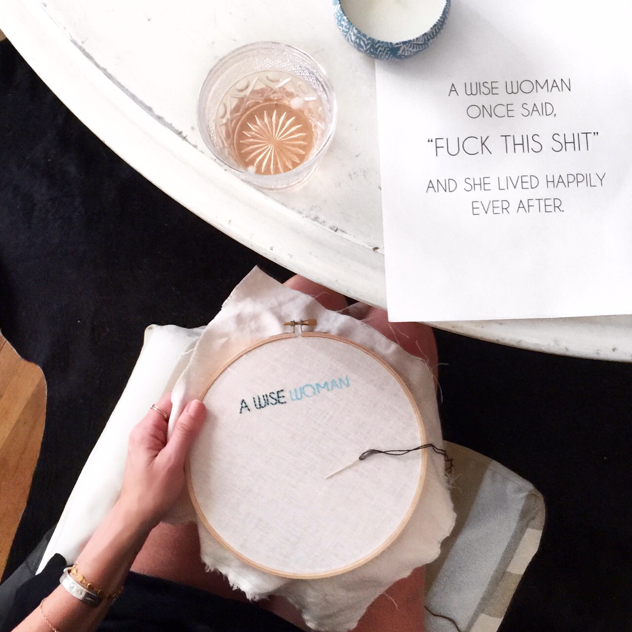 wise woman once said fuck this shit and lived happily ever after embroidery
