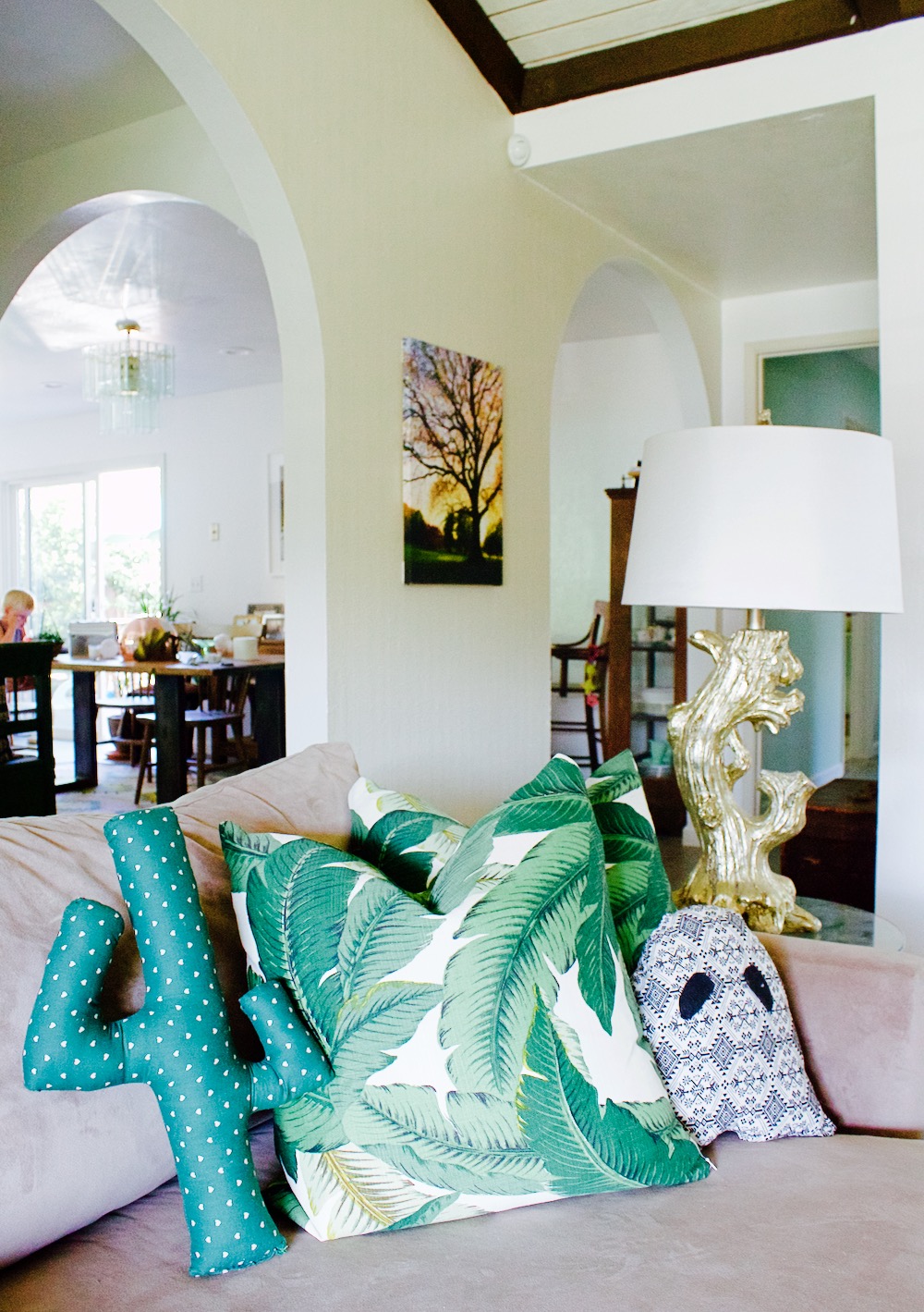 Pillows from Lulu and Georgia and glam camp in Jordan Reid's living room
