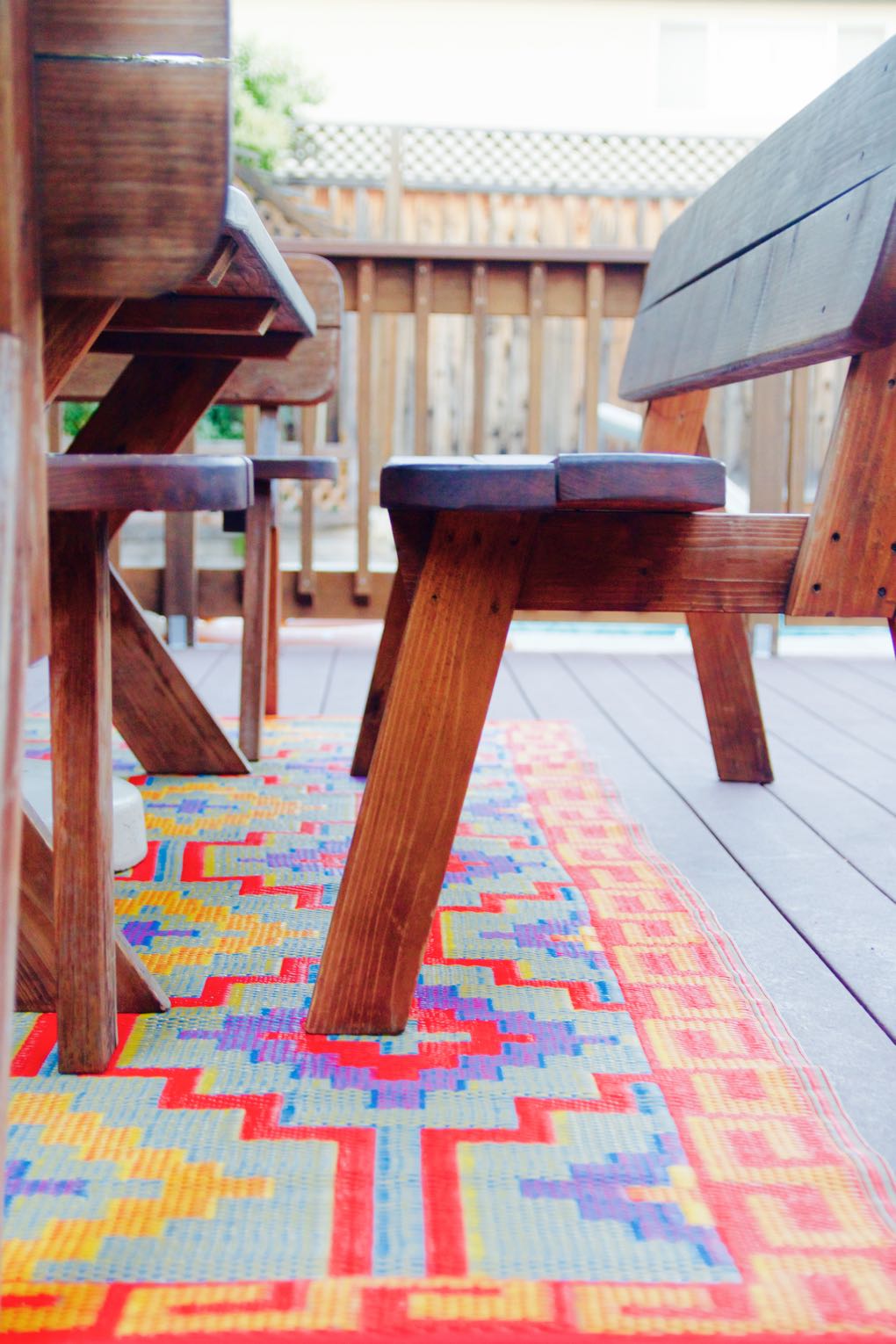 Outdoor Kelim rug made out of recycled plastic straws