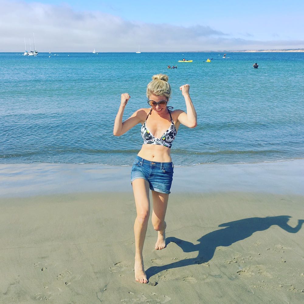 Denim shorts and Shoshanna bikini in Monterey Bay