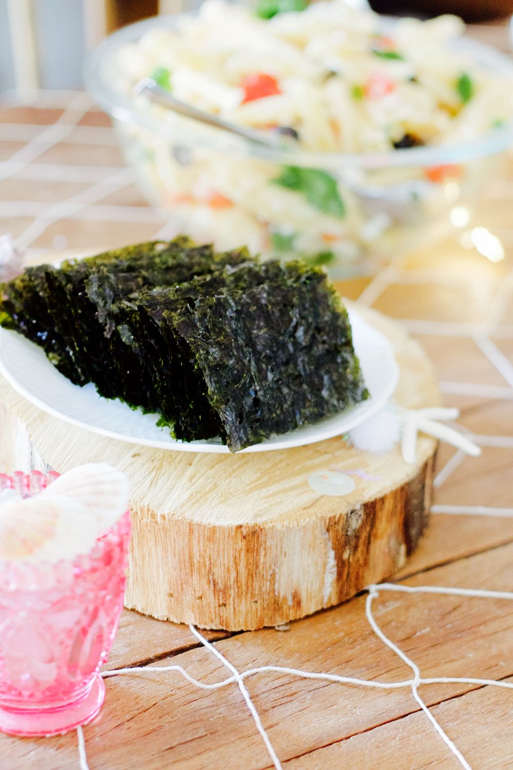 Seaweed served as an appetizer at a party