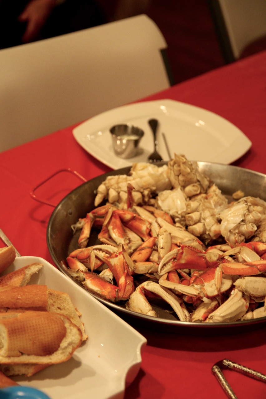 homemade crab feast with dungeness crabs
