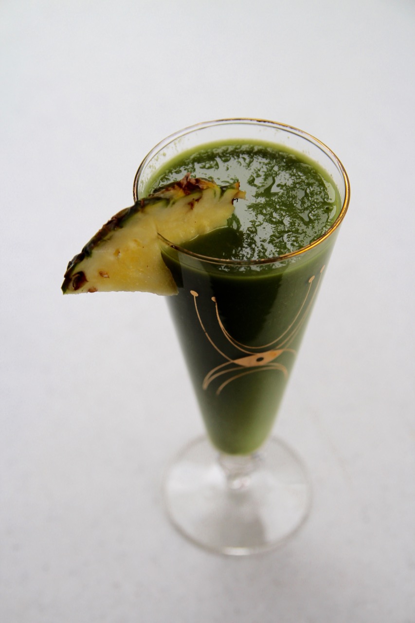 great tasting green juice with pineapple and cactus