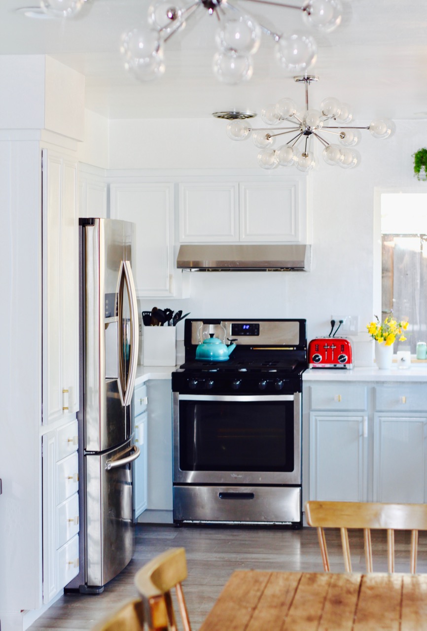 how to inexpensively update dark wood cabinets