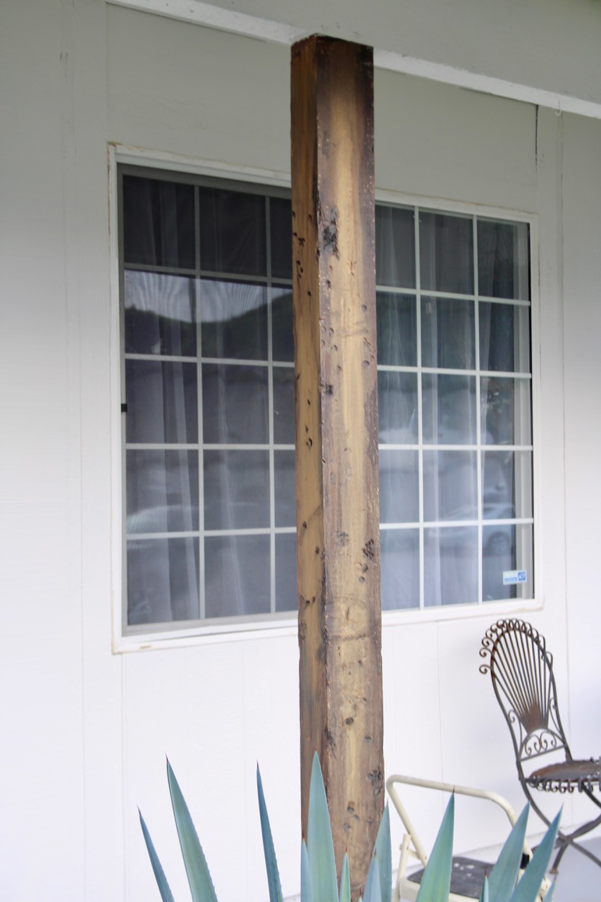 how to paint exterior wood poles so that they look like rustic barn wood