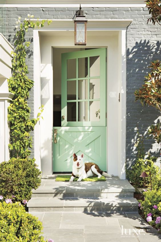 pale mint door on White House