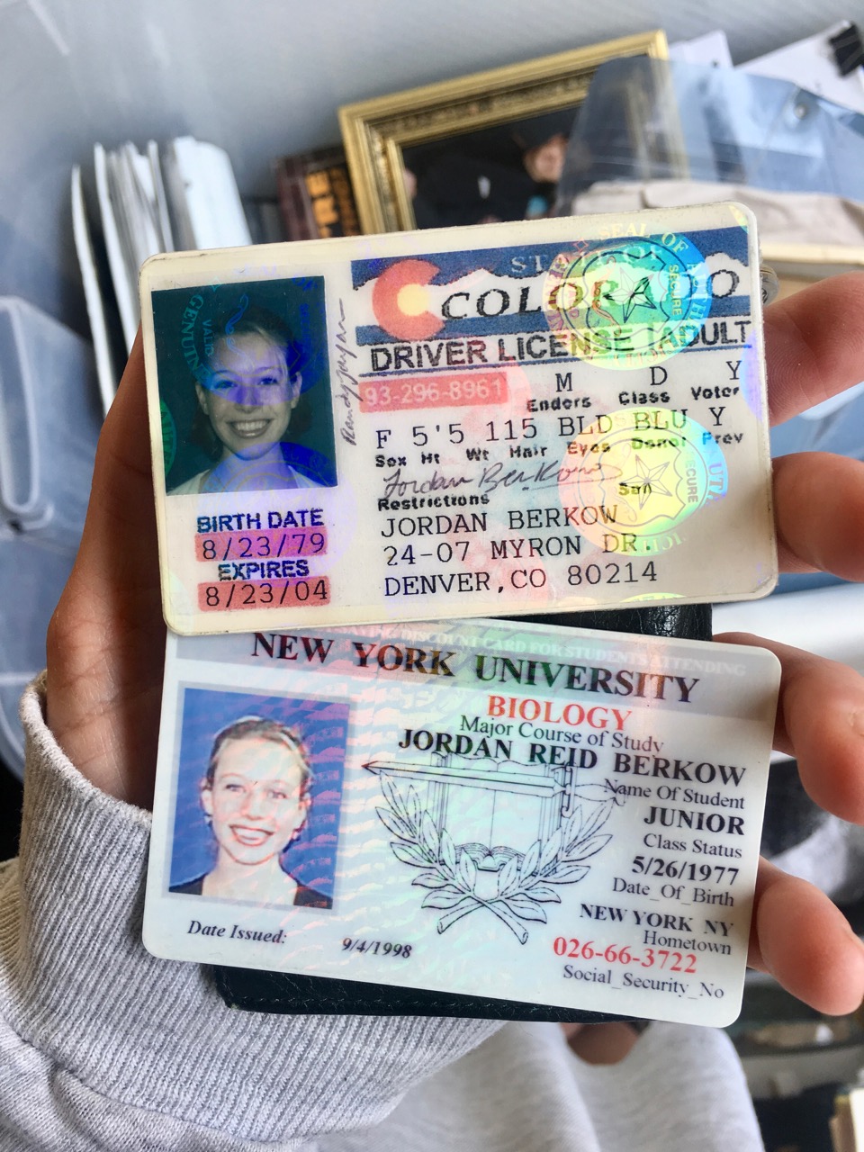 Fake IDs from the late 1990s