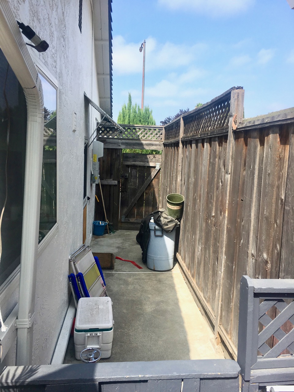 side yard renovation into tool shed