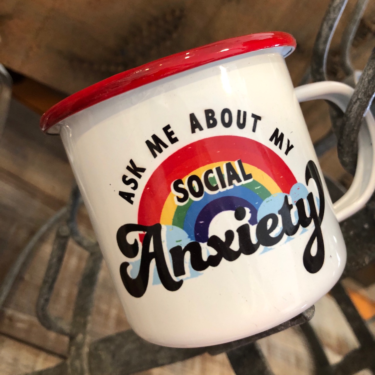 ask me about my social anxiety mug