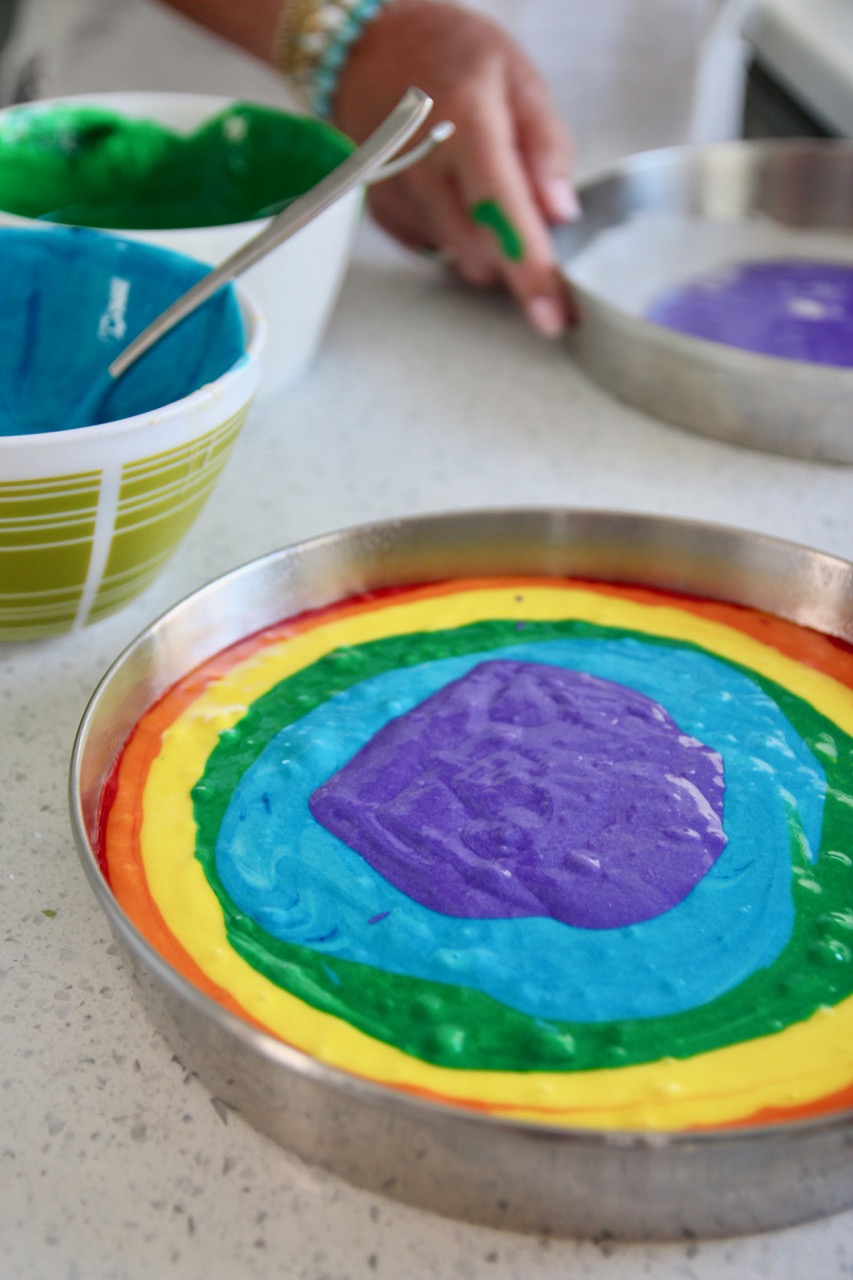 how to make a tie-dye rainbow birthday cake