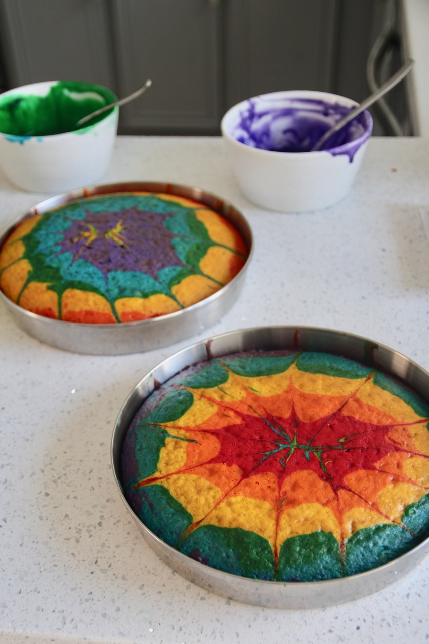 how to make a tie-dye rainbow birthday cake