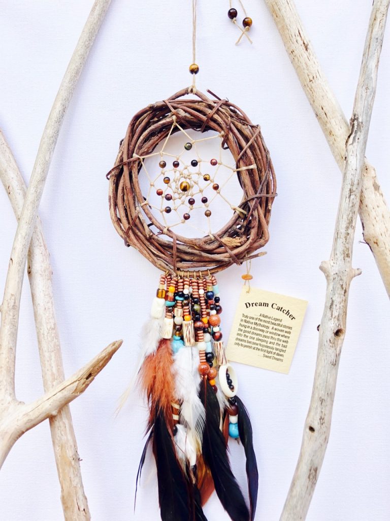 new moon creations dreamcatcher wood and feathers