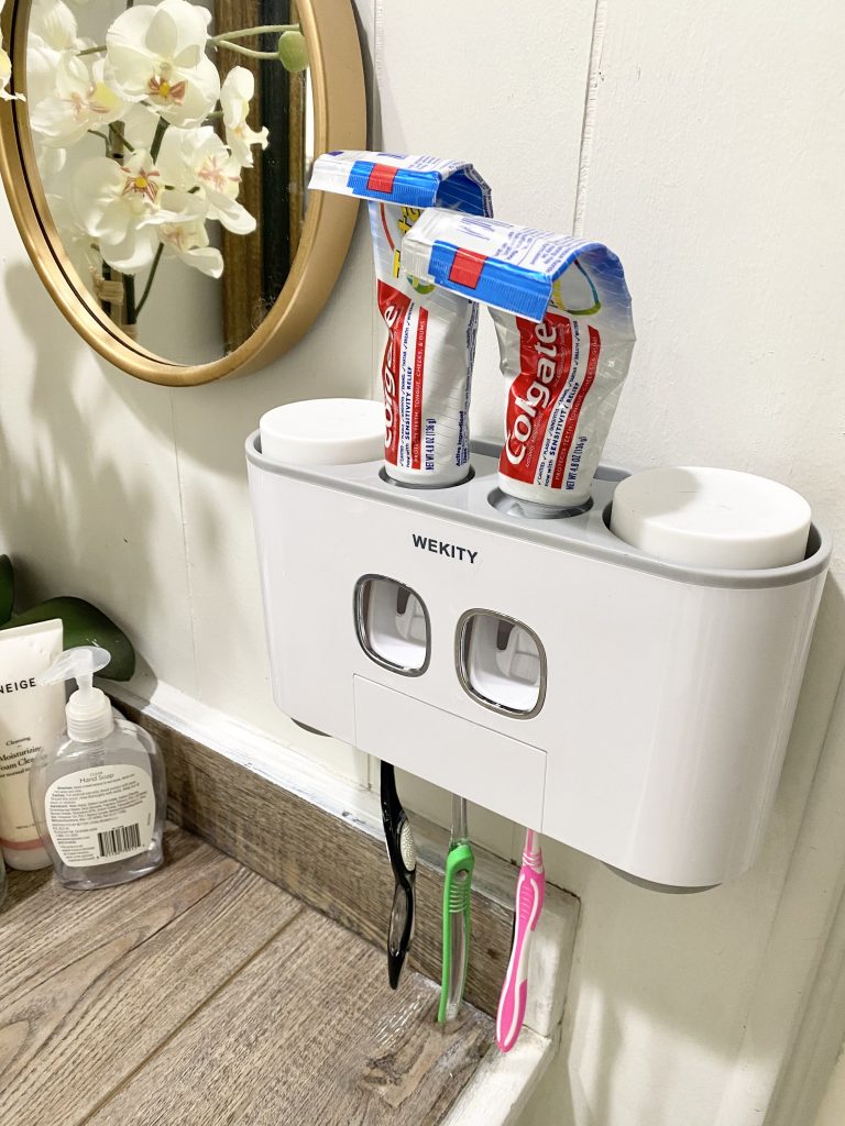 toothpaste and toothbrush holder
