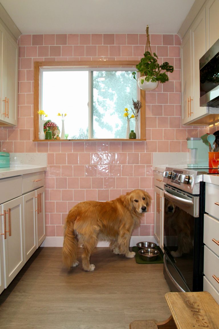 light pink kitchen tile 