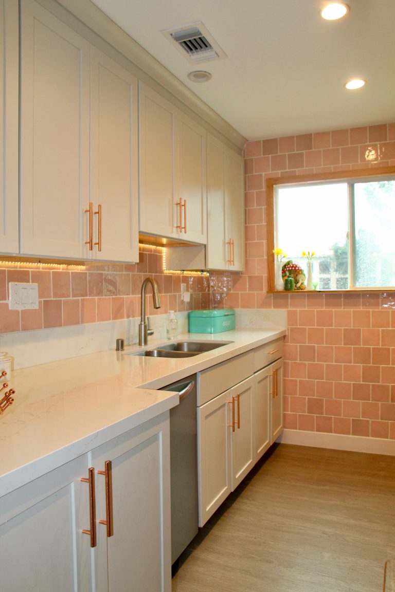 light pink kitchen tile 